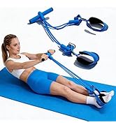 FRAWENLECO Fitness Resistance Bands with 4 Tube Pedal Ankle Puller, Elastic Yoga Pedal Stretch Ba...