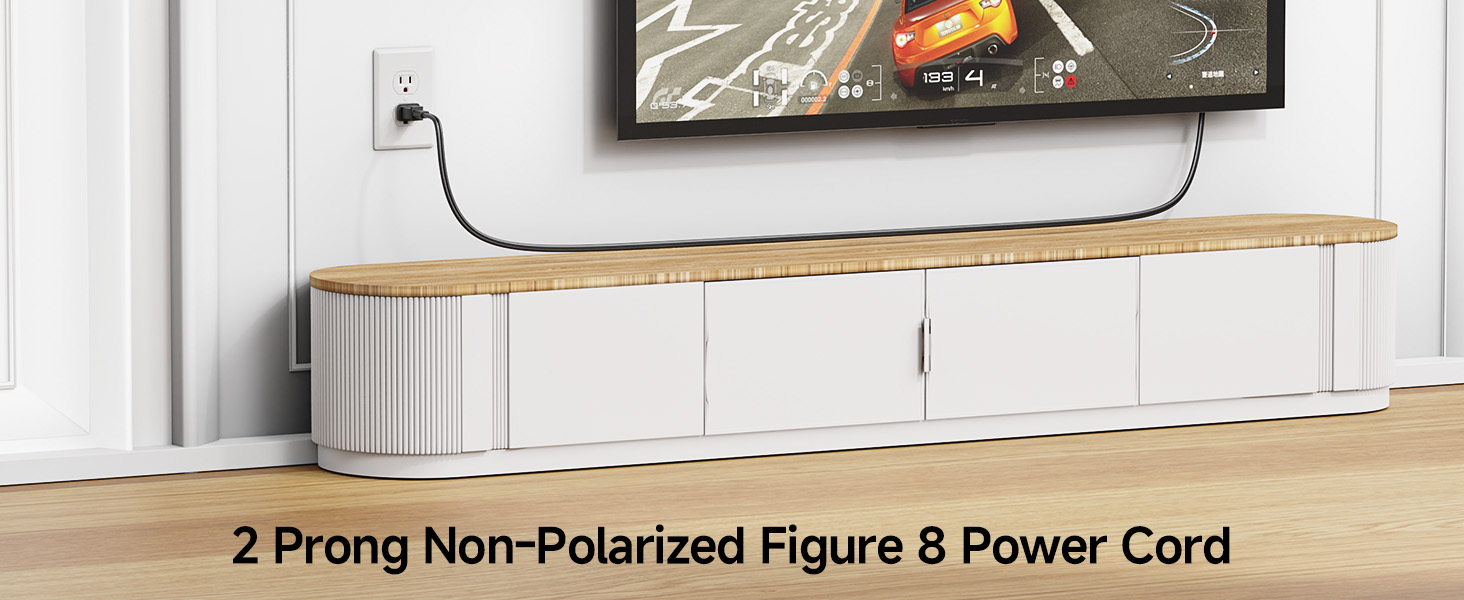 2 Pack 2 Prong TV Power Cord 10 ft, AC Power Cord Compatible with Samsung LG Sony