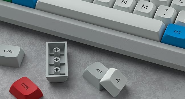 Womier Retro Grey Double Shot PBT keycaps,XDA Profile keycaps 75 Percent,Dye-Sub Keycap