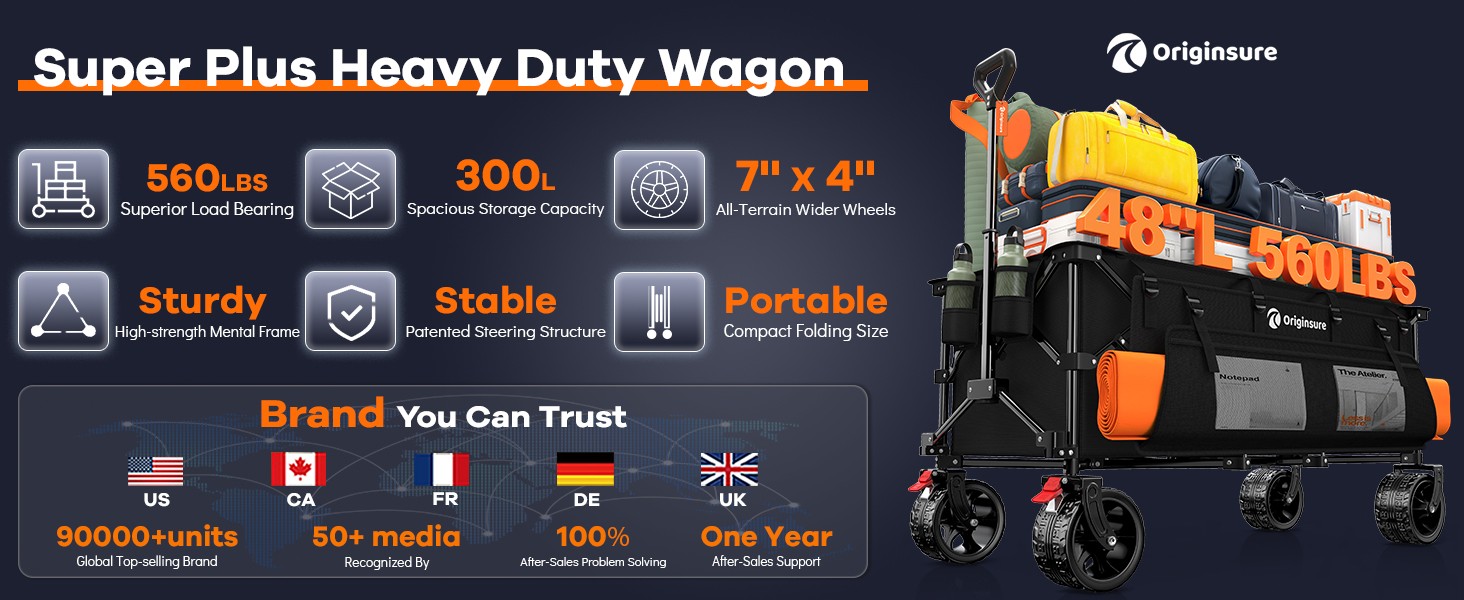 Collapsible Portable Beach Wagon with All-Terrain Big Wheels