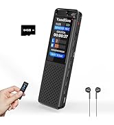 64GB Voice Activated Recorder with Playback, Vandlion 1536Kbps Digital Audio Recording Device (70...