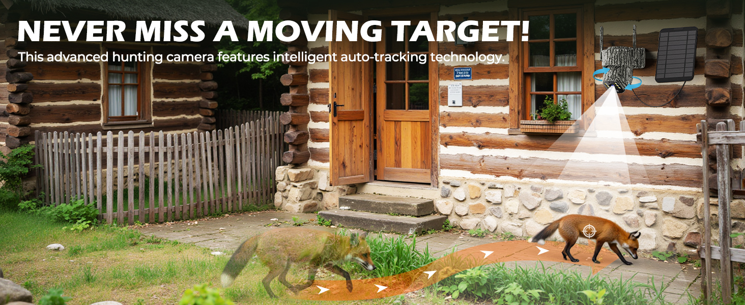 auto-tracking hunting camera captures moving targets for outdoor wildlife and property monitoring