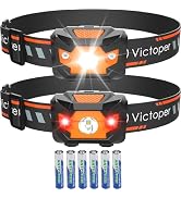 Victoper Headlamp 2 Pack, 4 Modes Red Light Head Lamp Battery Powered, Hardhat Mechanic Waterproo...
