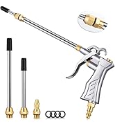 JASTIND Industrial Air Blow Gun with Brass Adjustable Air Nozzle, 8-14 Inch Extension with 2 Stee...