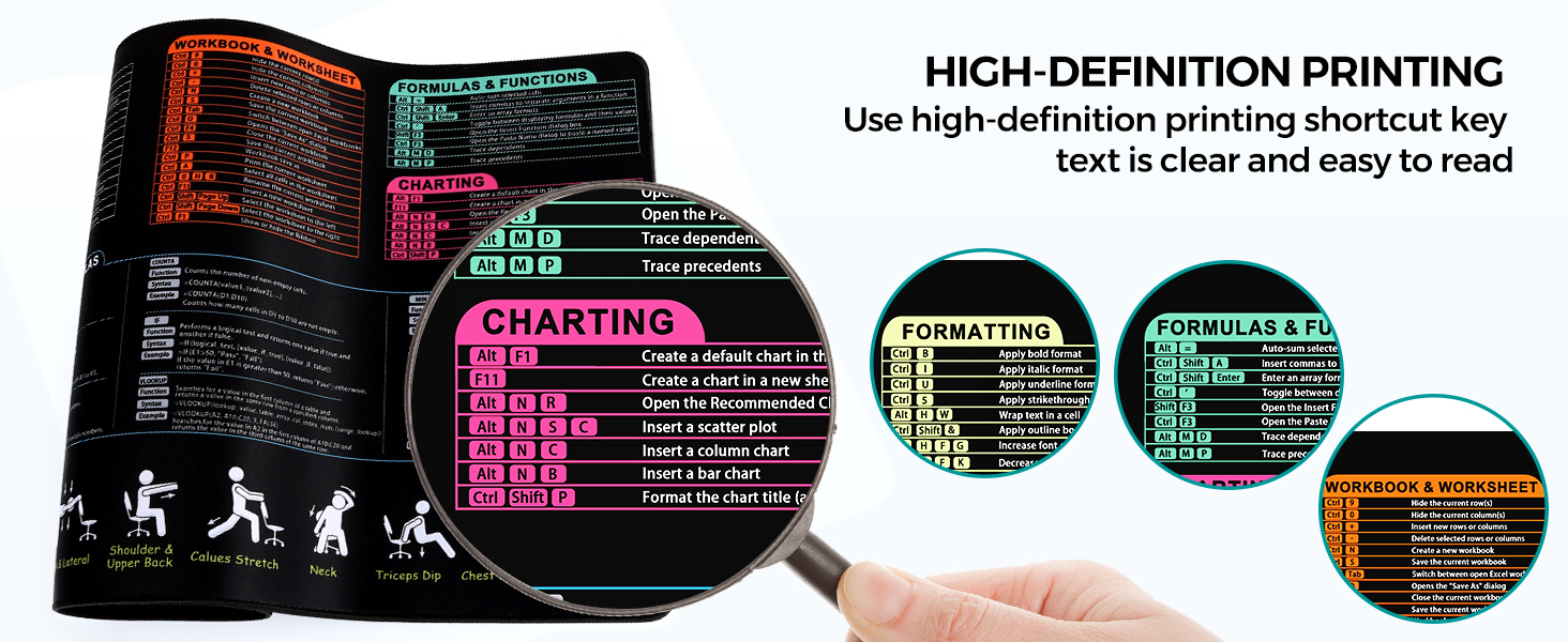 Large Mouse Pad Excel Shortcut Key