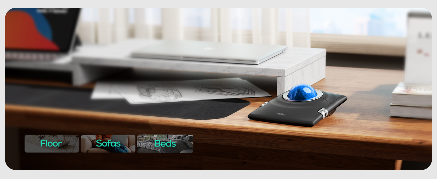 Nulea Wireless Trackball Mouse, Ergonomic 55mm Trackball, Adjustable DPI for Precise Control