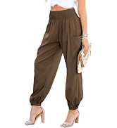 Dokotoo Womens Summer Boho Business Casual Smocked 2026 High Waisted Cargo Summer Long Elephant P...