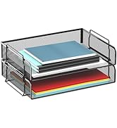 GAWERK 2 Tier Stackable Letter Tray, Metal Mesh File Storage Desktop Organizer for Home Office, B...