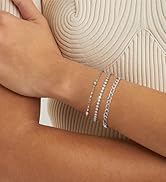 adoyi Dainty Gold Silver Chain Bracelets Set for Women Girls 14K/18K Real Gold Plated Layered Lin...