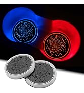2Pcs LED Car Cup Holder Lights, 7 Colors Light Up Cup Coasters, USB Rechargeable Interior Lightin...