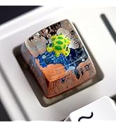 Cute Sea Turtle Artisan Keycap - Blue and Orange Ocean Coral Reef R1 SA Profile Custom Keycaps 1U...
