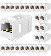 PBAEGAV CAT6 RJ45 Keystone Couplers,25 Pack White UTP Ethernet Keystone Jack Female to Female for...
