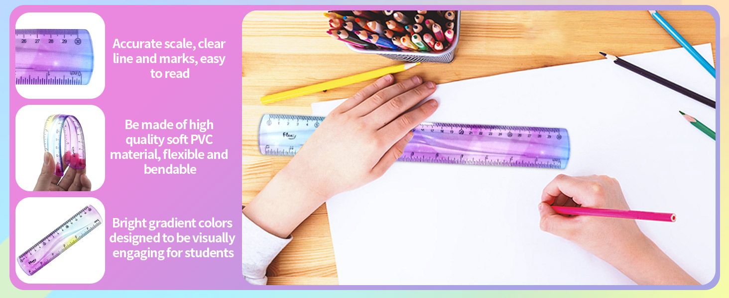 Flexible Ruler, Bendable Plastic Ruler