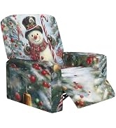 Doojoayie Winter Snowman Recliner Slipcover Christmas Reclining Chair Covers 4 Pieces Xmas Sofa S...