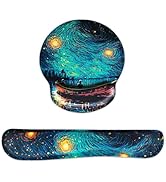 Hopipad Ergonomic Starry Night Small Mouse Pad with Wrist Rest and Keyboard Wrist Rest Set, Easy ...