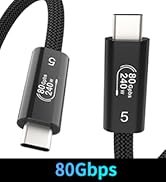 DETBLINK 80Gbps Compatible with Thunderbolt 5 Cable, up to 120Gbps Bandwidth, Supports 16k/8k Dis...
