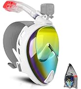 Odoland Full face Snorkel mask with Camera Mount, Orange, M