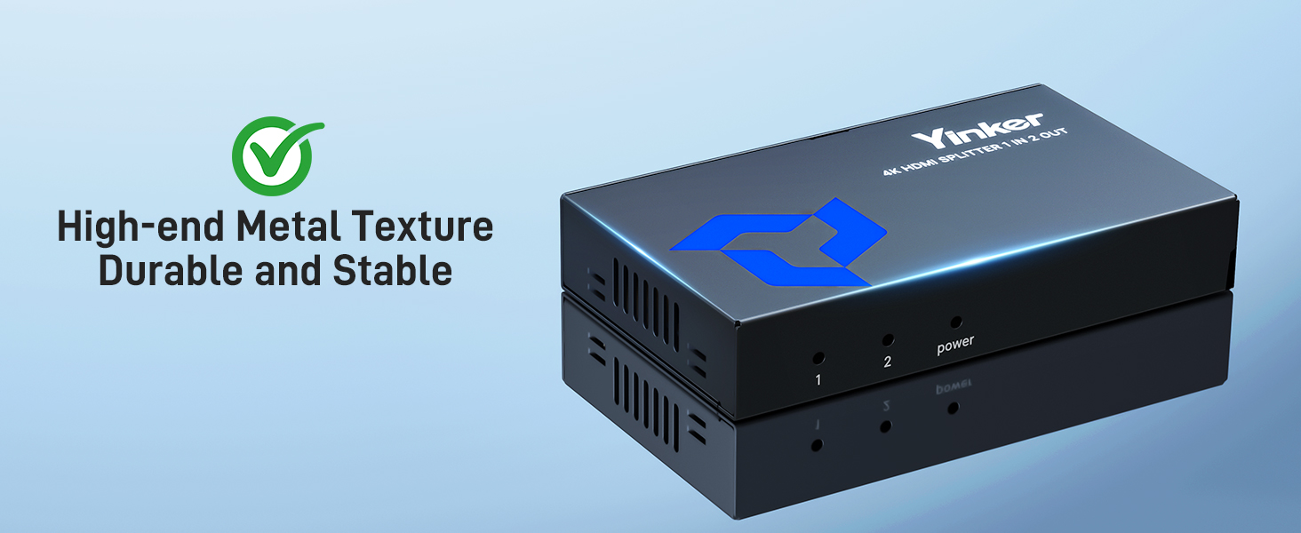 Yinker 4K HDMI Splitter 1 in 2 Out with 5 Ft HDMI 2.0 Cable