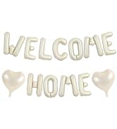 TONIFUL Welcome Home Balloons,16 Inch Cream White Welcome Home Foil Balloons Banner Welcome Home ...