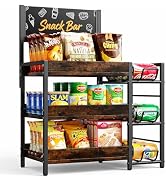 Nuovoware 3 Tier Candy Display Rack, Snack Organizer for Countertop, Wooden Snack Chips Display R...