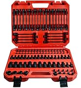 AMM 107PCS Allen and Torx Bit Socket Set, 1/4", 3/8" and 1/2" Drive,Extra Long Torx/Tamper Proof ...