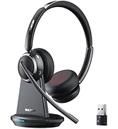 Waxop Wireless Headset with Mic for Work, Bluetooth 6.0 Headset with Microphone for PC, 65H AI No...
