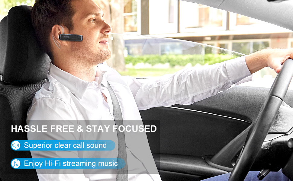 Marnana Bluetooth Headset Wireless Earpiece Hands-Free calls with Noise Cancelling Mic