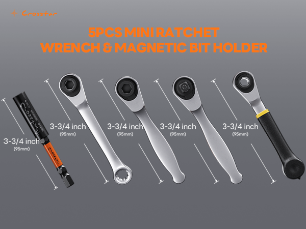 Crosstar 5-Piece Mini Ratchet Wrench Set