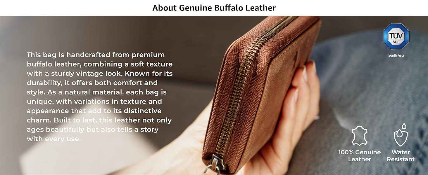 genuine vintage leather wallet, RFID protection, zip around, wristlet