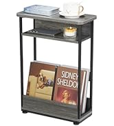 Narrow Side Table,3-Tier Slim End Table with Storage Shelf,Modern Sofa Table Thin Side Table for ...