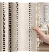 XOGUIBO Beige Boho Blackout Curtains 2 Panels 84 Inch for Living Room Bedroom, Linen Texture Farm...