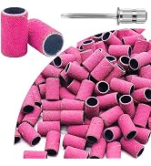Pink Sanding Bands for Nail Drill 100pcs, 180 Grit Sanding Bands for Nail, Nail Sanding Bands for...