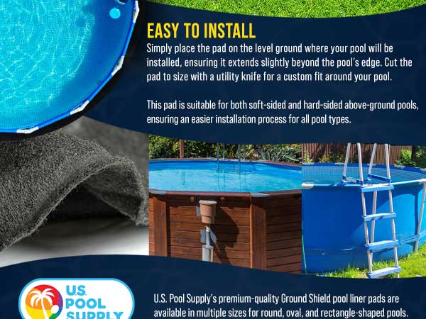 Round Pool Liners Safeguards above-ground pool liner from punctures, tears, abrasions, and rips