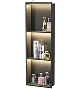 Bernkot Led Shower Niche 36" X 12" Matte Black Stainless Steel Shower Niche with 3-Tiers Shelf &amp; ...