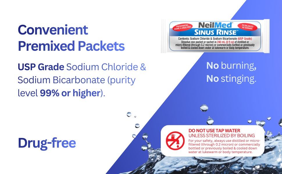 NeilMed Sinus Rinse includes premixed sinus rinse packets