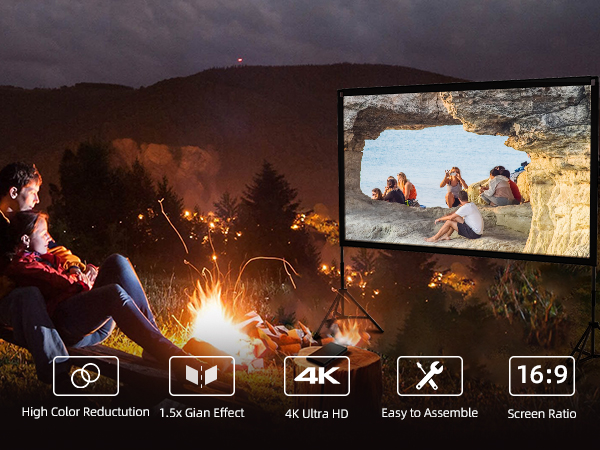 100 Inch Projector Screen Outdoor with Stand