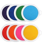 Peohud 7" Large Round Craft Ink Pad, 8 Colors Washable Stamp Pads, Rainbow DIY Fingerprint Ink Pa...