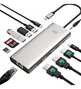 USB C Docking Station Dual Monitor Adapter,Minthouz Displayport Docking Station with Dual 8K DP,U...