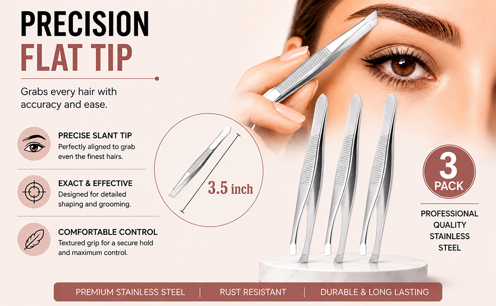flat tweezers eyebrow tweezers facial hair remover ingrown hair tweezers splinter tweezers