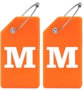 Gostwo 2 Pack Silicone Luggage Tags for Suitcases, 26 Initial Letter Baggage Labels Handbag Schoo...
