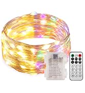 Ariceleo 1 Pack Warm White &amp; Multi-Color Battery Operated String Lights, 5M/16.4ft. 50 LEDs Remot...