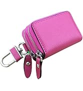 Berfi Life Car Key Fob Holder for Women, Genuine Leather Car Key Case Keychain Holder Metal Hook ...