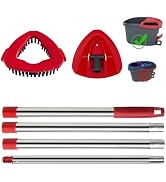Spin Mop Head Replacement Base, Mop Handle Compatible EasyWring - Include 4-Section 30-59in Handl...