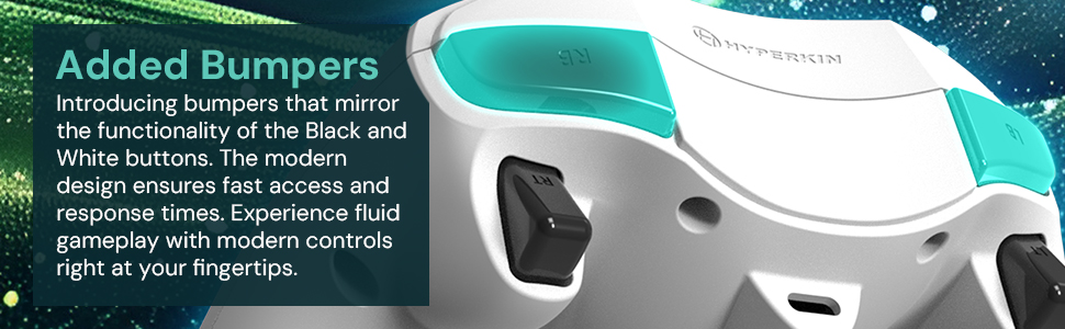 introducing bumpers that mirror the functionality of the black and white buttons.