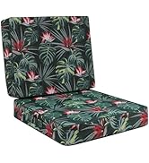 Favoyard Deep Seat Patio Cushion 24 x 24 x 4 in Waterproof Seat &amp; Back Cushion Set with Color Fad...