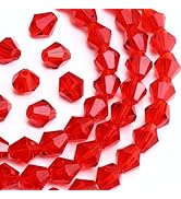Dowarm 250PCS 6MM Crystal Bicone Beads, Red/Siam Faceted Glass Beads for Jewelry Making, Craft, B...