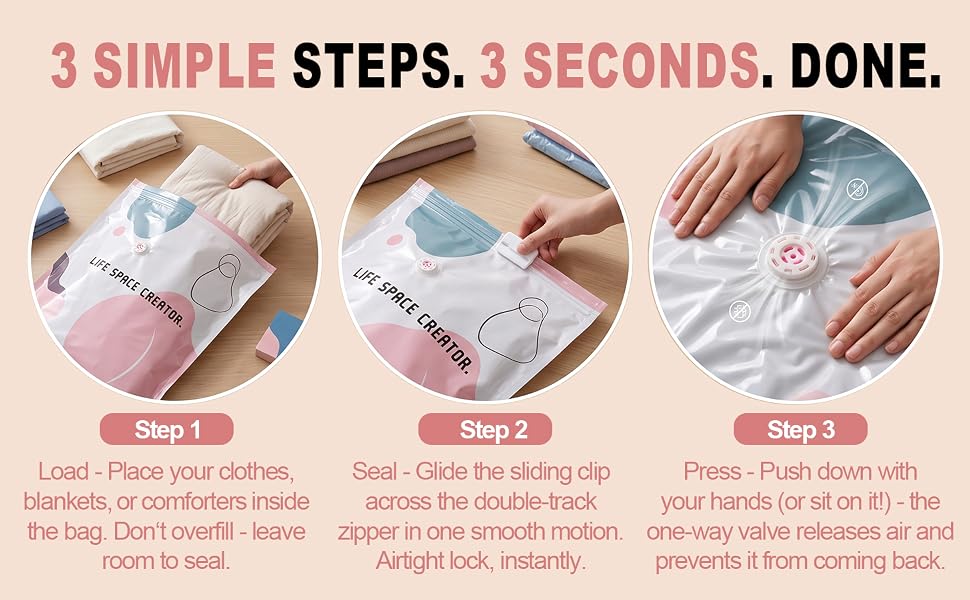 No Pump Vacuum Storage Bags