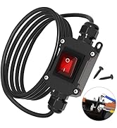 RVBOATPAT Inline Switch 20A 125V AC DPST Inline Cord Switch Waterproof IP66 with Red Lighted Outd...