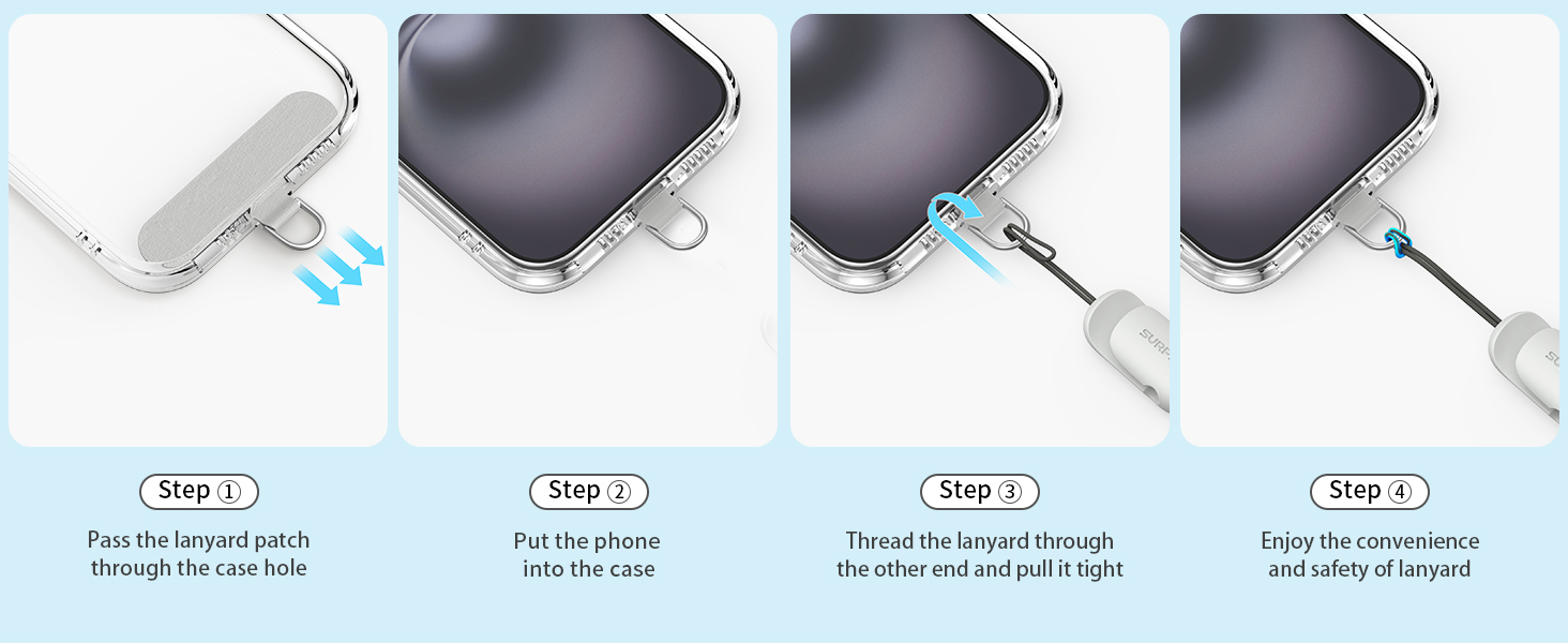 Four step assembly instruction images showing a gray mounting system being installed in sequence.