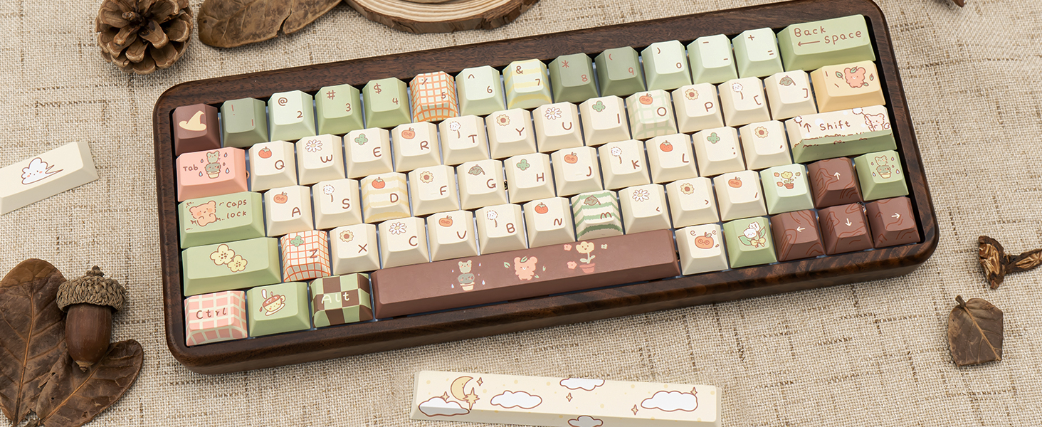 Cute Keycaps, Dye Sublimation PBT Customized keycaps, Cherry Profile Keycaps Cartoon Bear Keycap Set